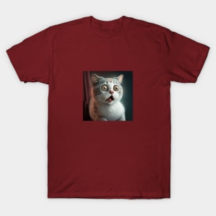 Illustration of surprised cat with bulging eyes T-Shirt